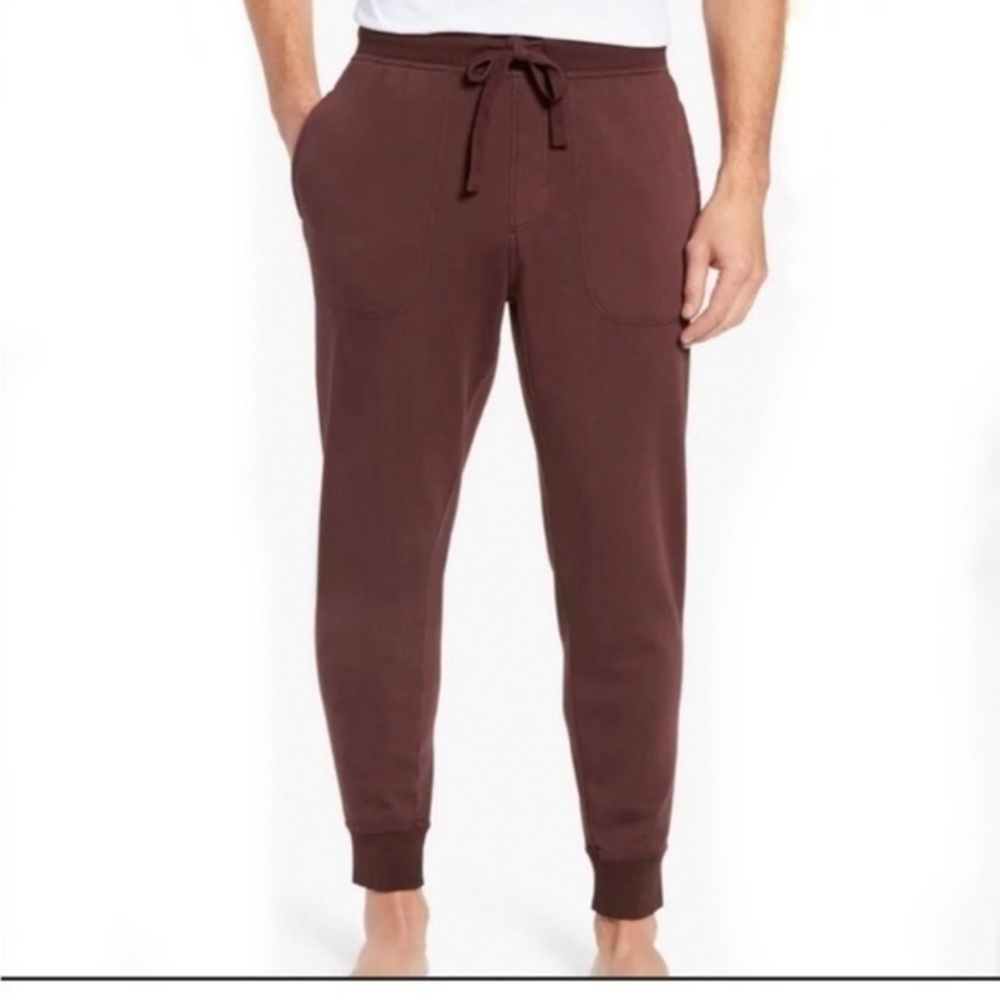 UGG Jakob Joggers Mens Size L Maroon Fleece Sweatpants Lounge Athleisure